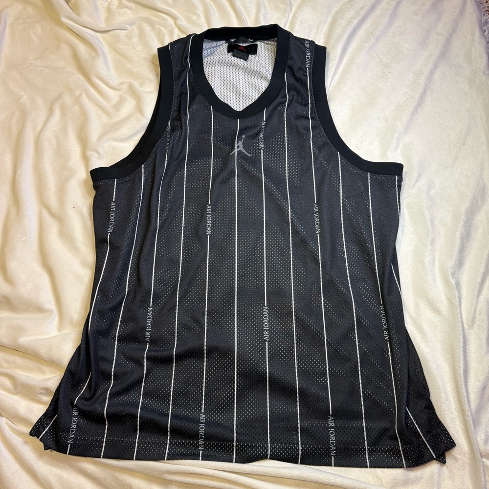 Jordan Black Pinstriped Basketball Tank Jersey